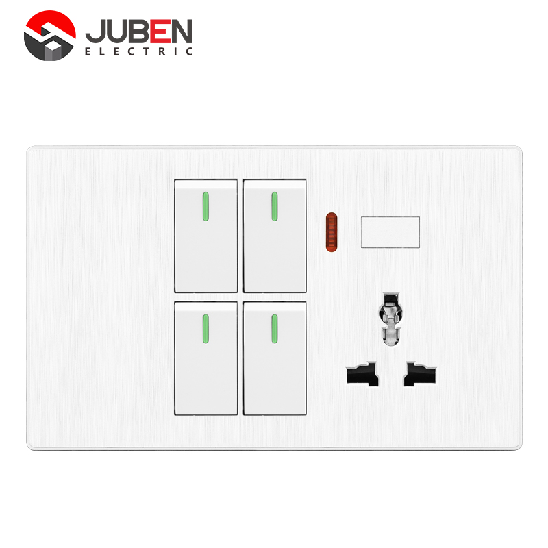 4 GANG SWITCH + MF SOCKET AND INDICATOR WITH DIMMER PROVISION