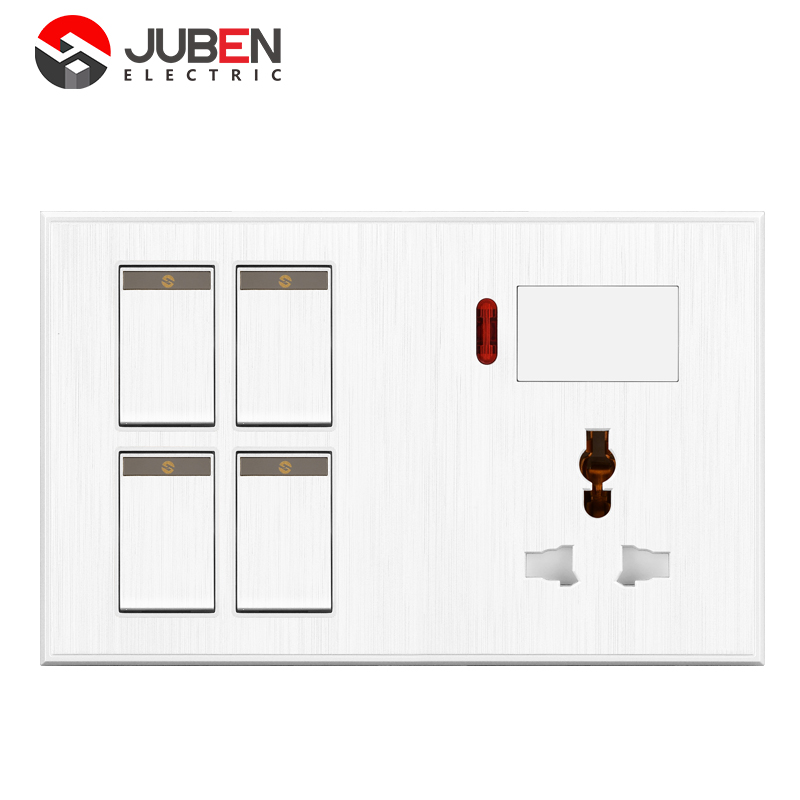 4 GANG SWITCH   MF SOCKET AND INDICATOR WITH DIMMER PROVISION