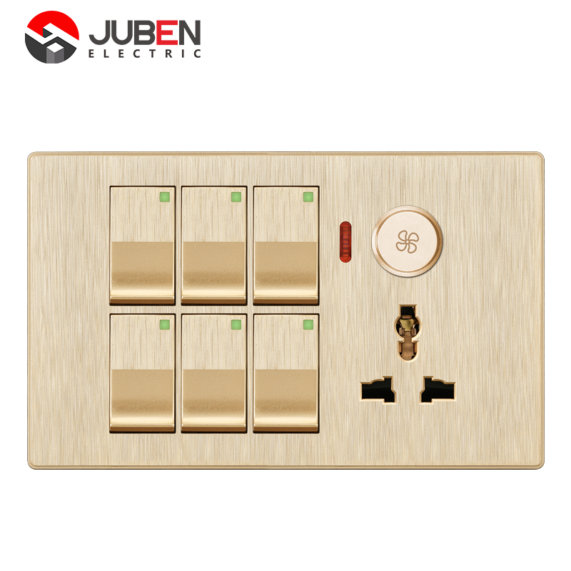 6 GANG SWITCH MFSOCKET AND INDICATOR WITH DIMMER