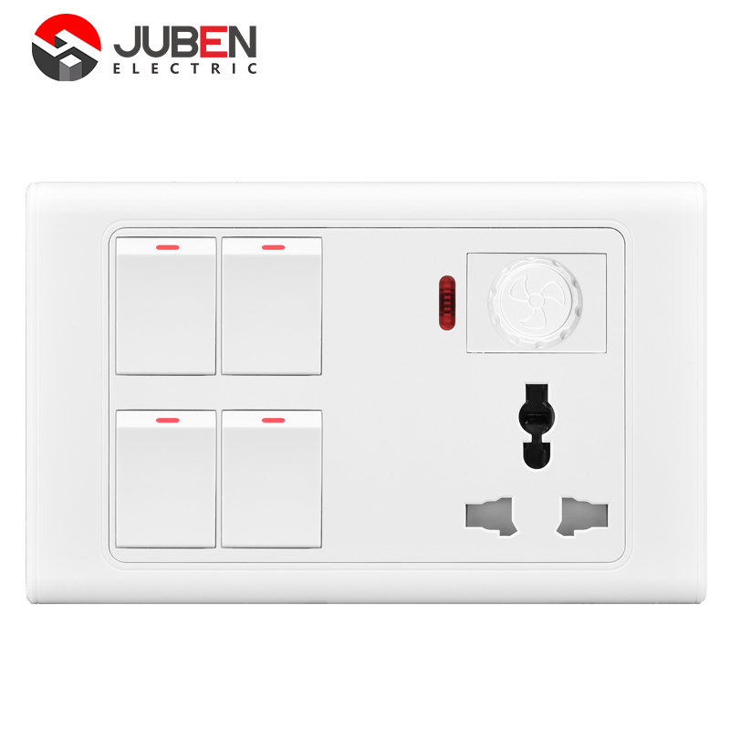 4 GANG SWITCH MFSOCKET AND INDICATOR WITH DIMMER