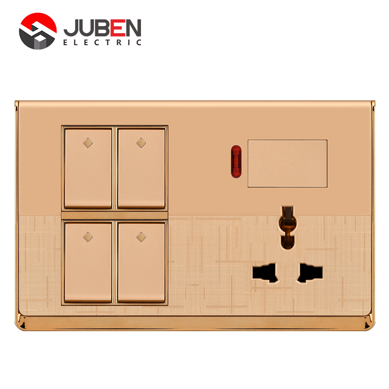 4 GANG SWITCH MF SOCKET AND INDICATOR WITH DIMMER PROVISION