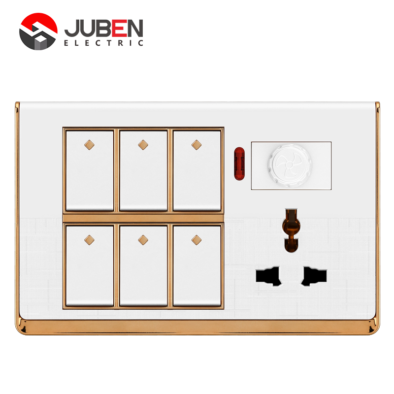 6 GANG SWITCH MFSOCKET AND INDICATOR WITH DIMMER