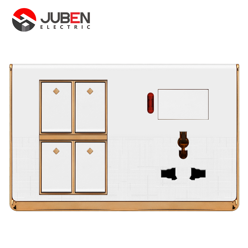 4 GANG SWITCH MF SOCKET AND INDICATOR WITH DIMMER PROVISION